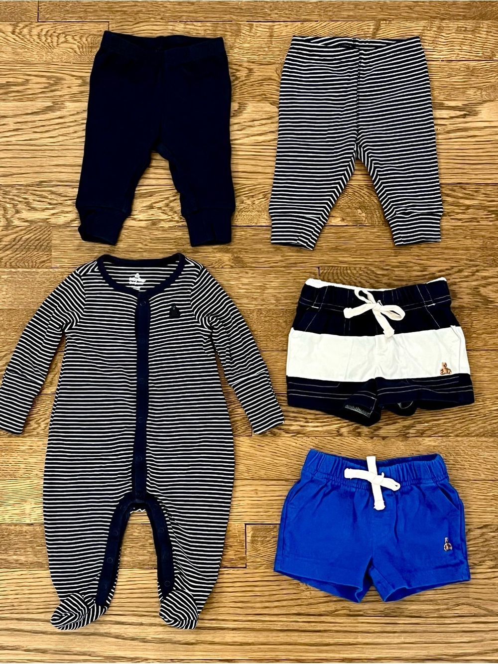 Baby Gap Boys Bundle 0-3 Months Bottoms Shorts Pants Sleeper Blue Striped